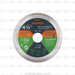 Disco de diamantado de 4-1/2" continuo - TRUPER