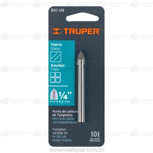 Broca para vidrio y azulejo de 1/4"-TRUPER