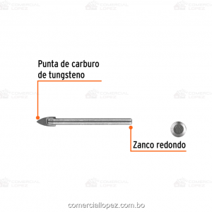 Broca para vidrio y azulejo de 1/4"-TRUPER - Imagen 4