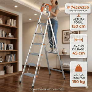 Escalera plegable aluminio 6 peldaños - Imagen 3