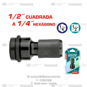 Adaptador De Impacto - Cuadrado 1/2" A Hexagonal 1/4"-TOTAL