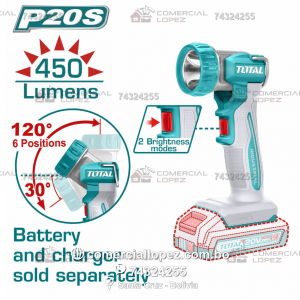 Linterna de Trabajo Inalambrica LED 20V 450lm TOTAL