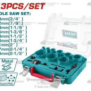 Juego de Sierras Copa Bi-Metal HSS TOTAL 13pcs - TOTAL