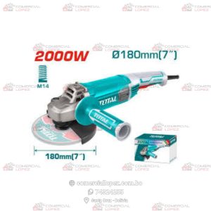 Amoladora Angular  2000W de 7 Pulgadas para Trabajos Pesados TOTAL