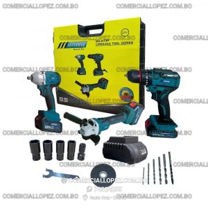 Kit de Herramientas Inalámbricas 20V  con Taladro, Llave de Impacto, Amoladora y Accesorios Astermaq (MS-KIT3P)