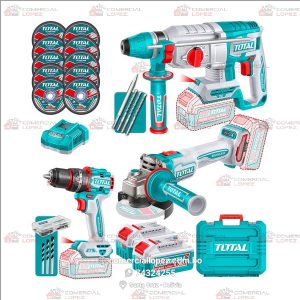 Kit 3 en 1 amoladora + taladro + rotomartillo  20V Inalámbricas con Baterías y Maletín