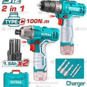 Combo de 12V Taladro Inalámbrico + Atornillador de Impacto con Baterías