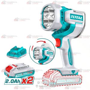 Lámpara LED Inalámbrica de 20V 2500 Lúmenes con Cabezal Giratorio TOTAL